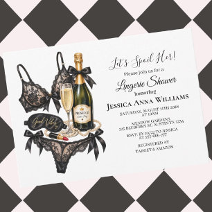 Invitation Lingerie à dentelle noire aquarelle pour enterreme