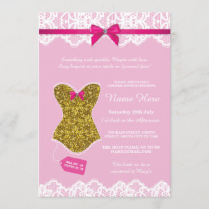 Invitation Lingerie Douche de mariée Gold Pink Corset