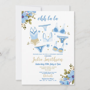 Invitation Lingerie Douche fête nuptiale Florale Feminine ble