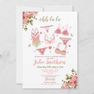 Invitation Lingerie Douche mariée fête florale Feminine rose
