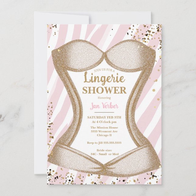 Invitation Lingerie Douche nuptiale Corset Bachelorette rose (Devant)