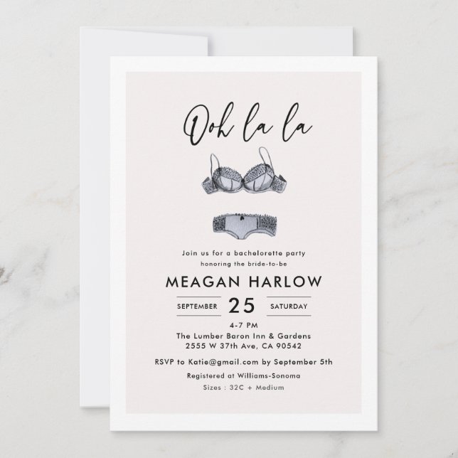Invitation Lingerie Douche Ooh La Bachelorette Party (Devant)