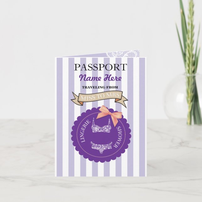 Invitation Lingerie Douche Passeport Plane violet (Devant)