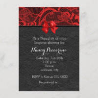 Invitation lingerie en cuir noir et dentelle rouge