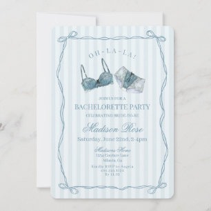 Invitation Lingerie en dentelle bleue pour enterrement de vie