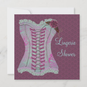 Invitation Lingerie Fête de l'mariée Plum Turquoise Corset Da