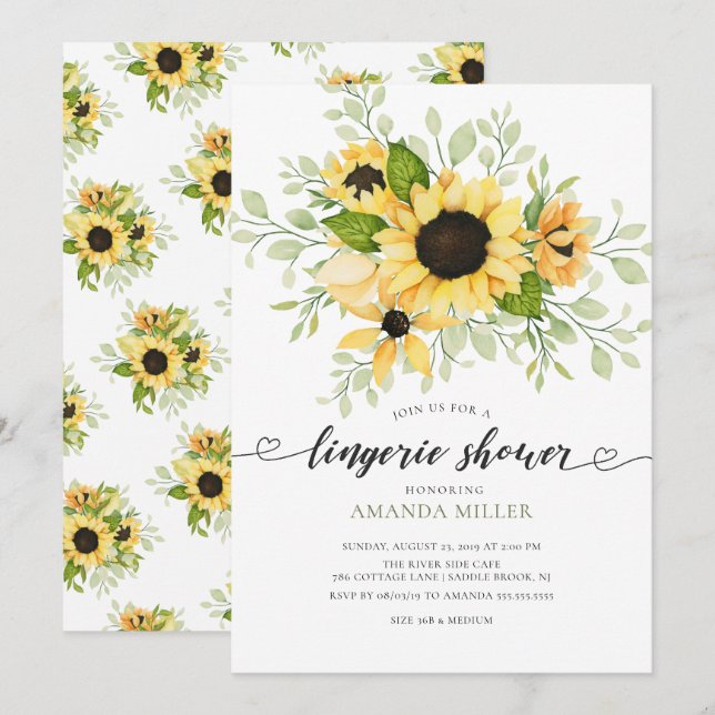 Invitation Lingerie nuptiale de tournesol d'automne (Devant / Derrière)