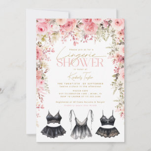 Invitation Lingerie Rose Fleurs Mariage