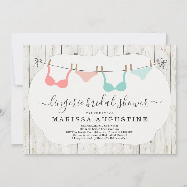 Invitation Lingerie Shower de Mariage - Linge de Maison Rusti (Devant)