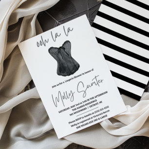Invitation Lingerie Shower, Noir et Blanc, Shower de Mariage