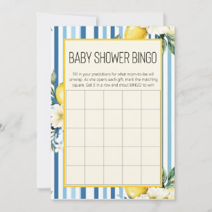 Invitation Lingo Bingo Baby Shower Fête de Bébé Lemon Blue