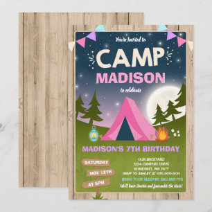 Invitation L'invitation d'anniversaire de camping campent