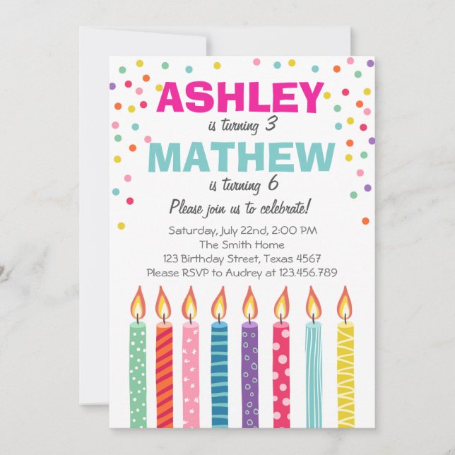 Invitation L'invitation jumelle commune de fête (Devant)