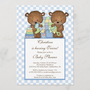 Invitation L'invitation jumelle de baby shower de garçons