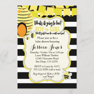 Invitation L'invitation ou le genre de baby shower d'abeille