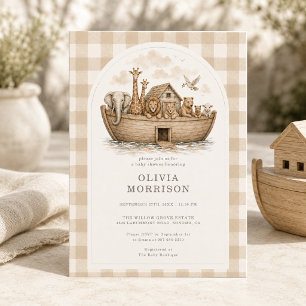 Invitation L'Invitation pour la Baby Shower Arc de Noé Gingha