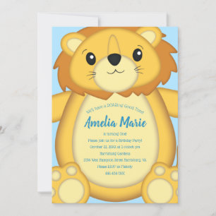 Invitation Lion Anniversaire Bleu