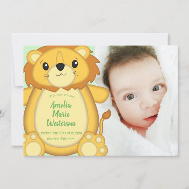 Invitation Lion Baby shower Safari (Devant)