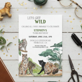 Invitation Lion Big Cats Jungle Safari Sauvage Anniversaire