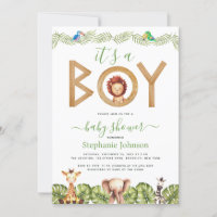 Lion Boy Baby shower Safari Animaux Jungle Feuille