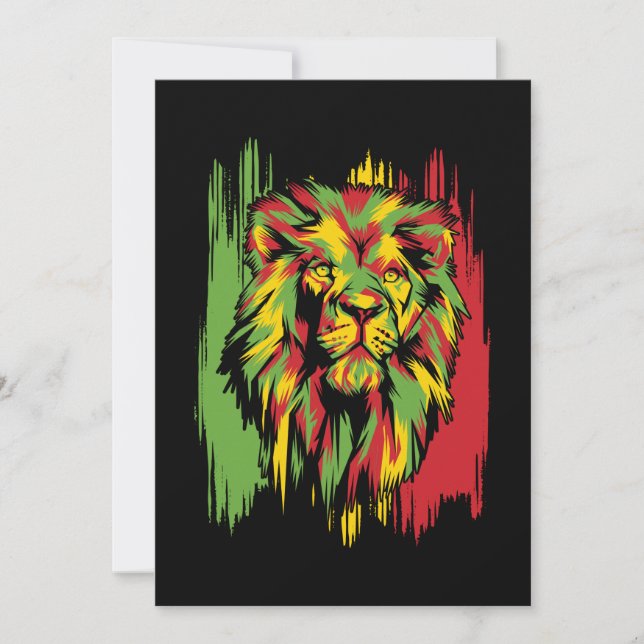Invitation Lion jamaïcain Rasta Reggae africain (Devant)