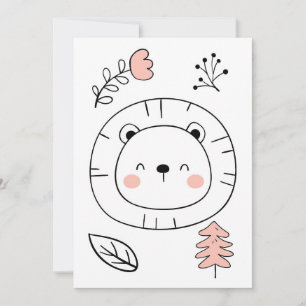 Invitation Lion Mignon Lion Dessiné à la Main