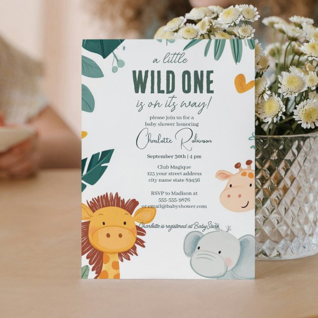 Invitation Lion Safari, Baby shower des girafes d'éléphant (Créateur téléchargé)