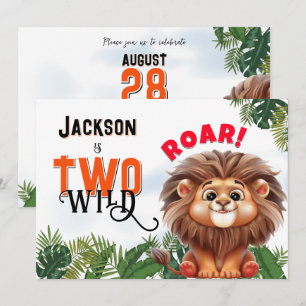 Invitation Lion Safari deux fêtes Anniversaires de enfants sa