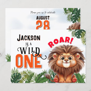 Invitation Lion Safari Wild One Anniversaire de enfant Party