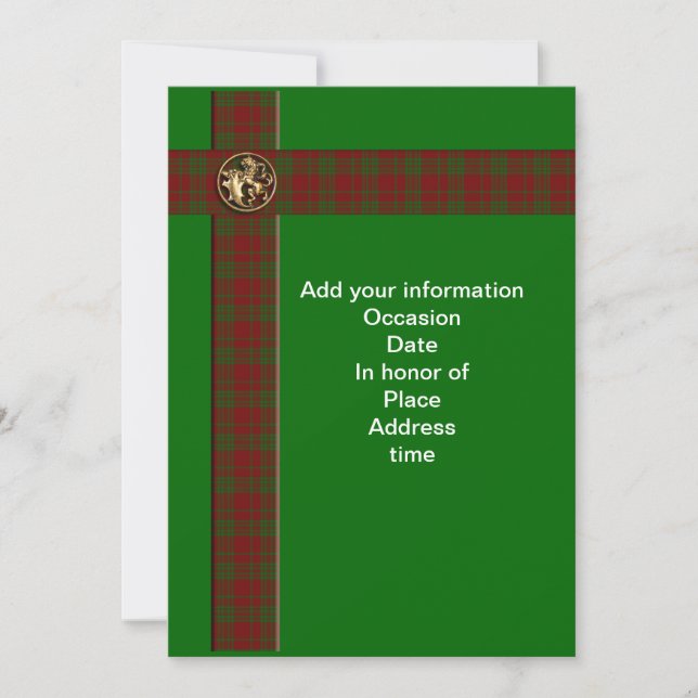 Invitation lion tartan écossais (Devant)