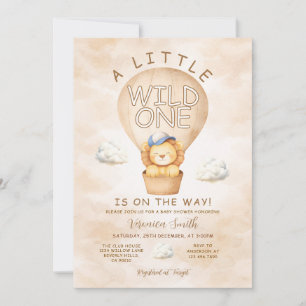 Invitation Lion Un petit sauvageon Ballon à air chaud Baby Sh