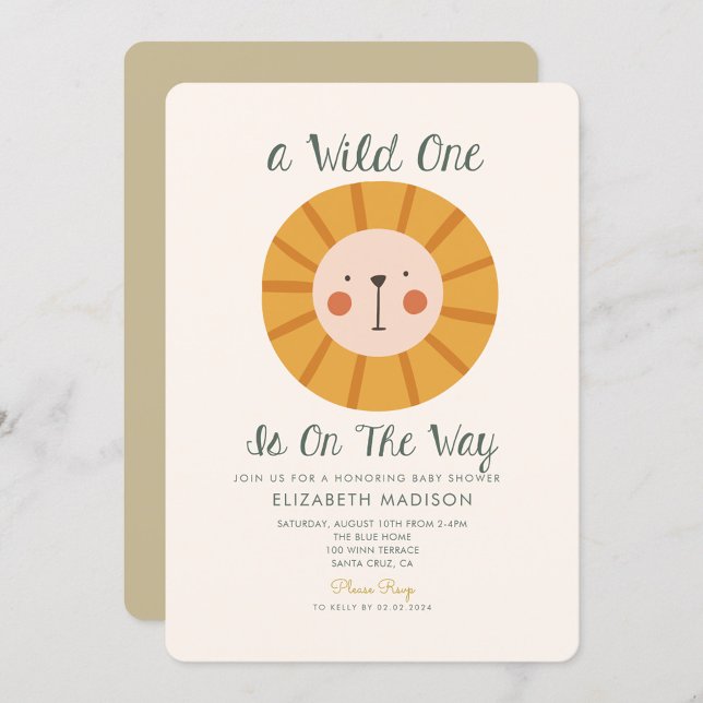 Invitation Lion Wild one est sur le Baby shower Way (Créateur téléchargé)