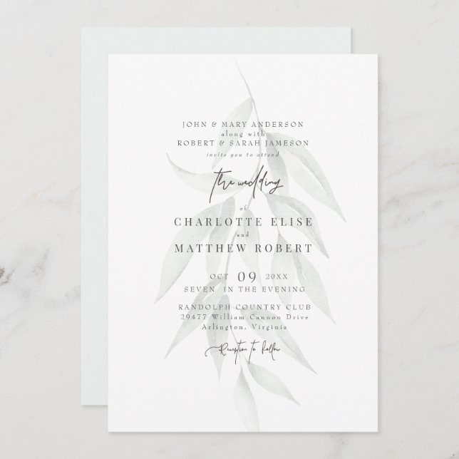 Invitation Liquide de fumée légère Mariage moderne (Devant / Derrière)