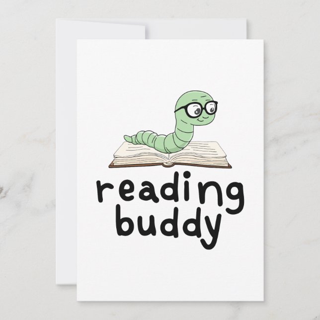 Invitation Lire Buddy Cute Bookwort Avec Livre (Devant)