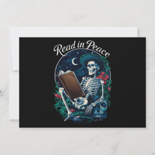 Invitation Lire en paix squelette amateur de livre bibliophil