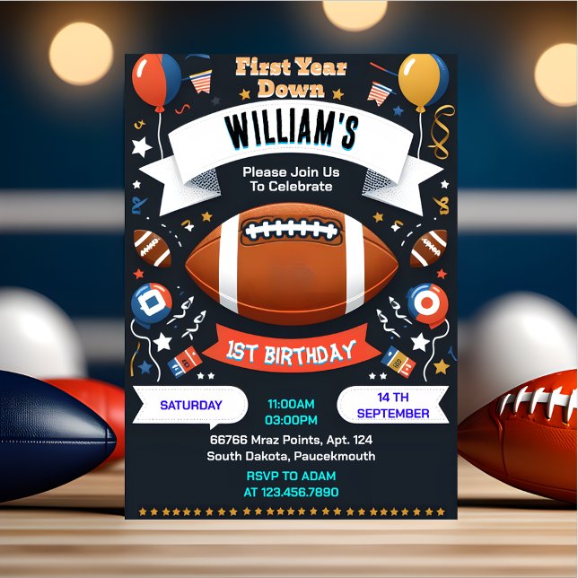 Invitation Lire Sports garçons billet Football 1er anniversai (Créateur téléchargé)