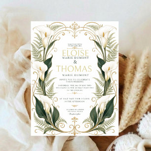 Invitation Lis calla de mariage botanique floral élégant blan