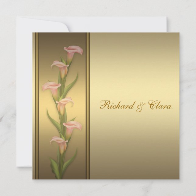 Invitation Lis calla doré 50e anniversaire de mariage (Devant)