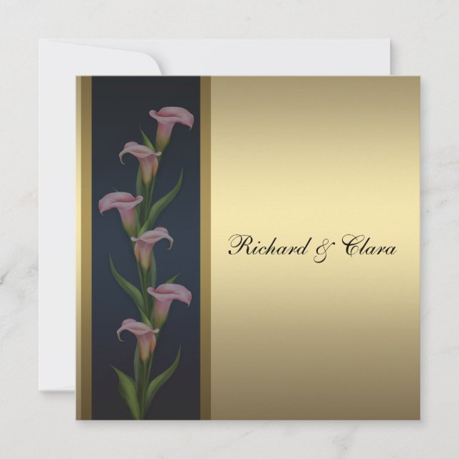 Invitation Lis calla doré 50e anniversaire de mariage doré (Devant)