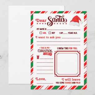 Invitation Liste de Noël pour enfants au Père Noël minimalist