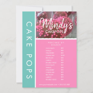 Invitation Liste de prix de flyer pour cakepops de boulangeri