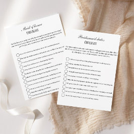 Invitation Liste de tâches de demoiselle d'honneur moderne, i