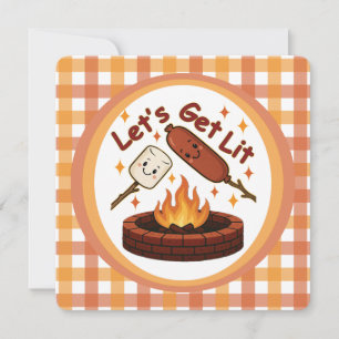 Invitation Lit Firepit - mignon Marshmallow & Hot Dog