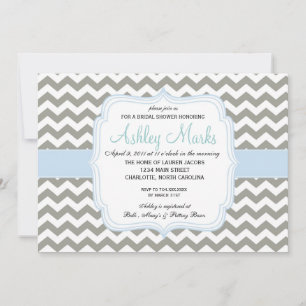Invitation Lite Blue and Grey Chevron