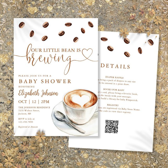 Invitation Little Bean Brewing Coffee Baby Shower All In One (Little Bean Brewing Coffee Baby Shower All In One Invitation)