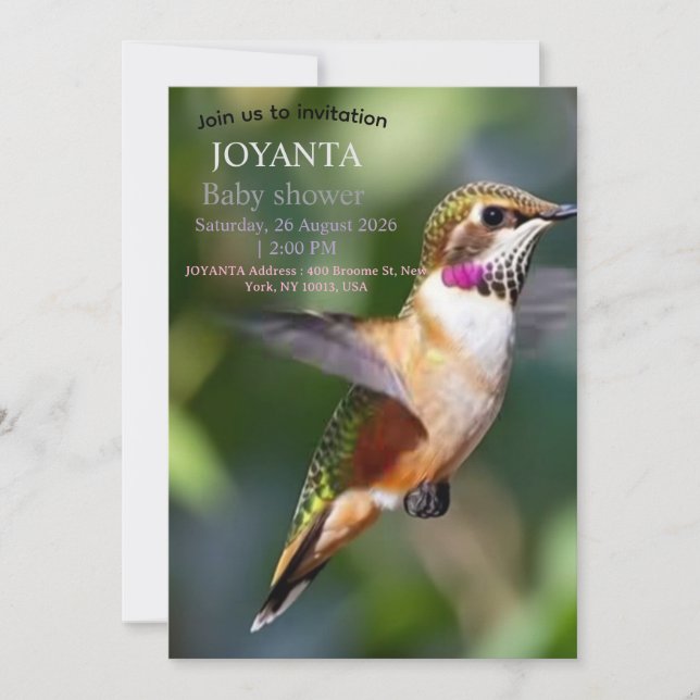 Invitation Little bird typography custom (Devant)