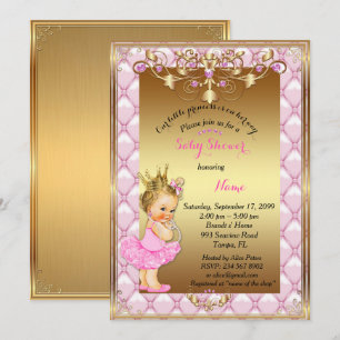 Invitation Little Blond Princess, Baby shower Invitation, or