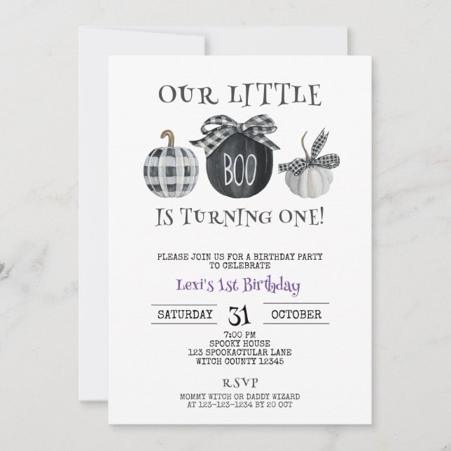 Invitation Little Boo 1er anniversaire, Anniversaire d'Hallow (Devant)