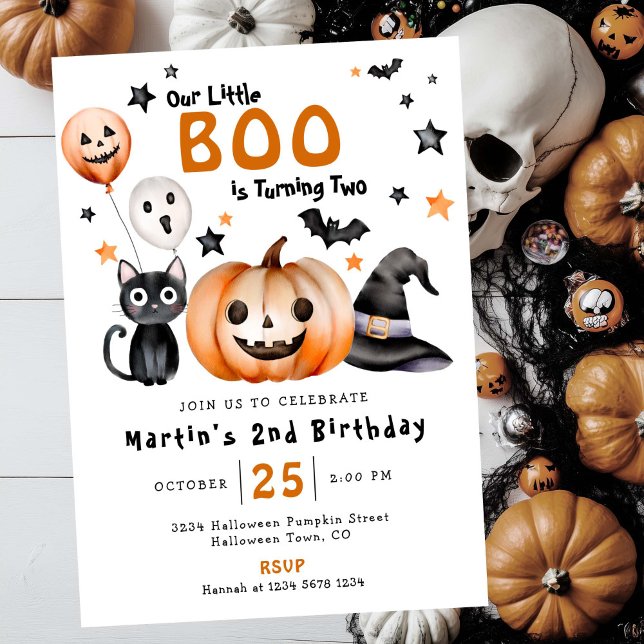 Invitation Little BOO Cute Halloween Thème 2ème anniversaire (Créateur téléchargé)