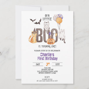Invitation Little Boo devient un, Halloween 1er Anniversaire